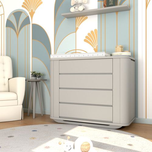 Cômoda Infantil 2 Portas 4 Gavetas Neo Timber Cinza