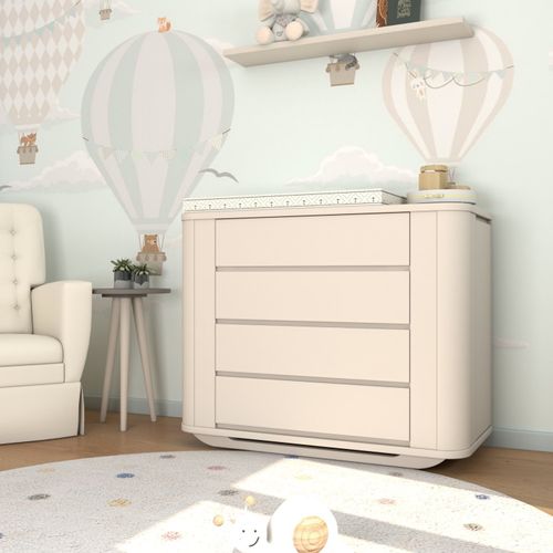 Cômoda Infantil 2 Portas 4 Gavetas Neo Timber Areia