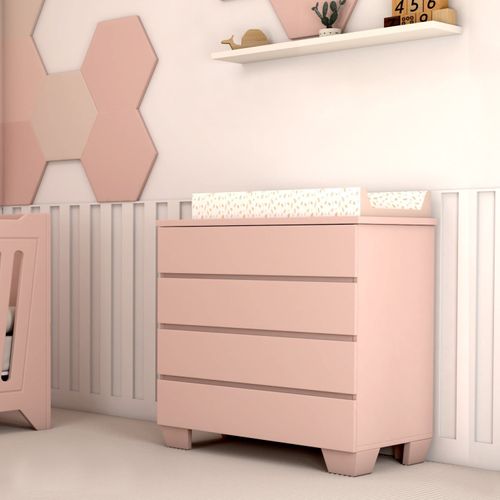 Cômoda Infantil 4 Gavetas Nest Rosa