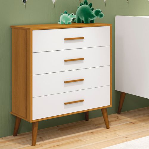Cômoda Infantil 4 Gavetas Isis Móveis Reller Branco/Savana