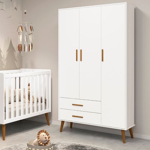 Guarda Roupa Infantil 3 Portas 2 Gavetas Isis Branco