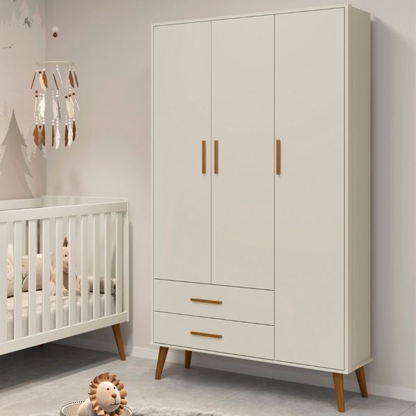 Guarda Roupa Infantil 3 Portas 2 Gavetas Isis Areia