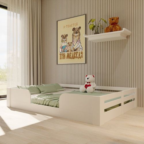 Cama Infantil Montessoriana Casal Liz Casatema Branco Perfect Wood