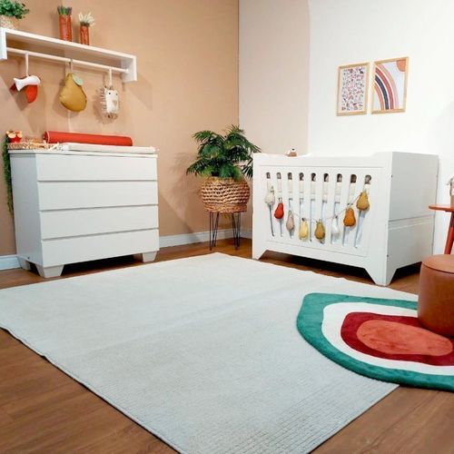 Quarto de Bebê Completo Berço 2 em 1 com Cômoda 4 Gavetas Nest Branco
