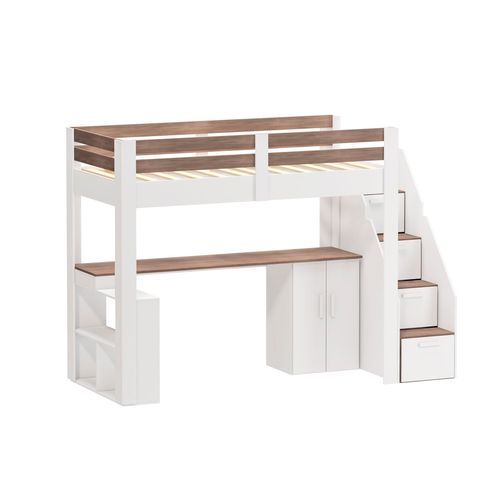 Cama Alta Juvenil Star Plus Office Multifuncional Branco/Montana - Casatema