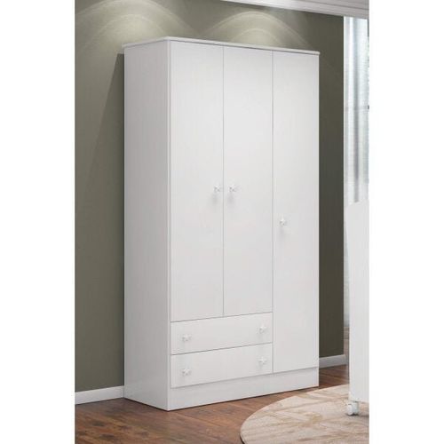 Guarda-Roupa Infantil 3 Portas 2 Gavetas Doce Sonho Qmovi Branco