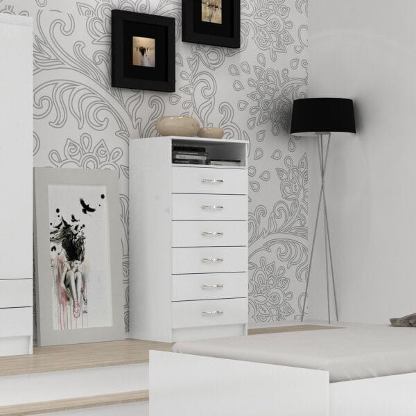 Cômoda Rack 6 Gavetas 1 Nicho Maxi Branco