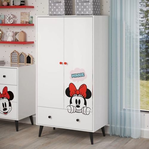 Guarda-Roupa Infantil 2 Portas Minnie Disney Fun Cabecasa Madeiramadeira Branco/Minnie