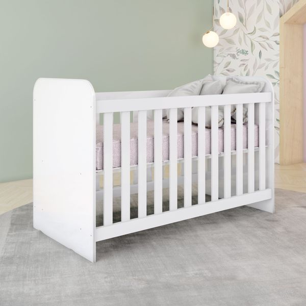Berço Mini Cama em MDF Grade Fixa Labirinto Branco