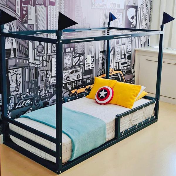 Cama Carro Force 09 infantil preto - J&A Móveis