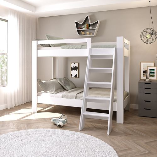 Beliche Juvenil com Escada e Proteção Lateral Star Light Branco Perfect Wood