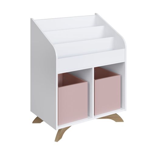 Estante Livreiro Infantil Affetto com 2 Cubos Branco/Rosa