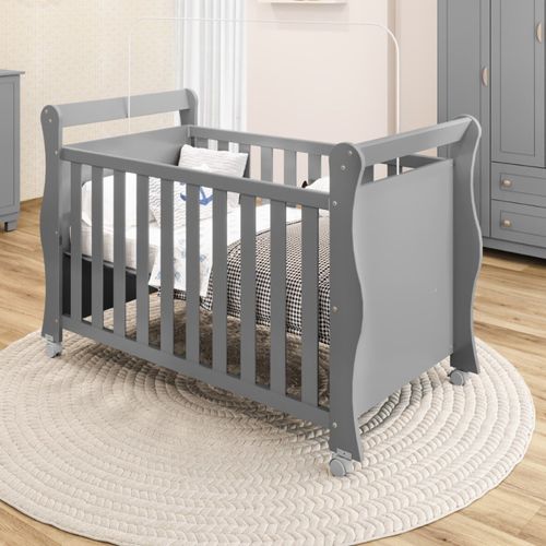 Berço Mini Cama Americano 3 em 1 ÚDine Cinza
