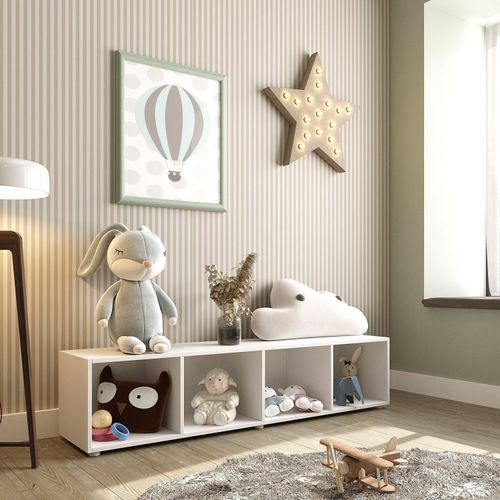 Estante Organizadora Infantil 4 Nichos Clara Yescasa Branco Perfect Wood