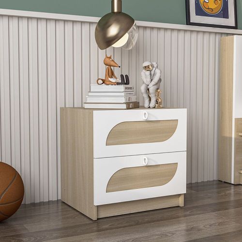 Mesa de Cabeceira Infantil 2 Gavetas Fox Legno Salinas/Branco