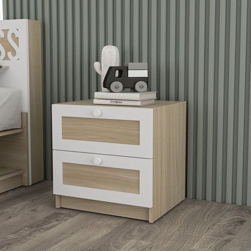 Mesa de Cabeceira Infantil 2 Gavetas Comic Legno Salinas/Branco