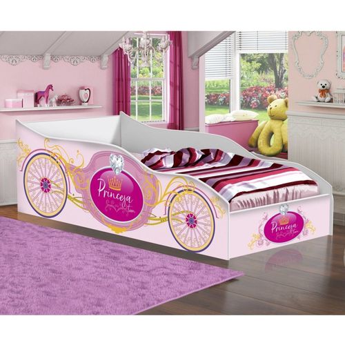 Cama Carruagem para Quarto Infantil Branco/Rosa Branco/Rosa