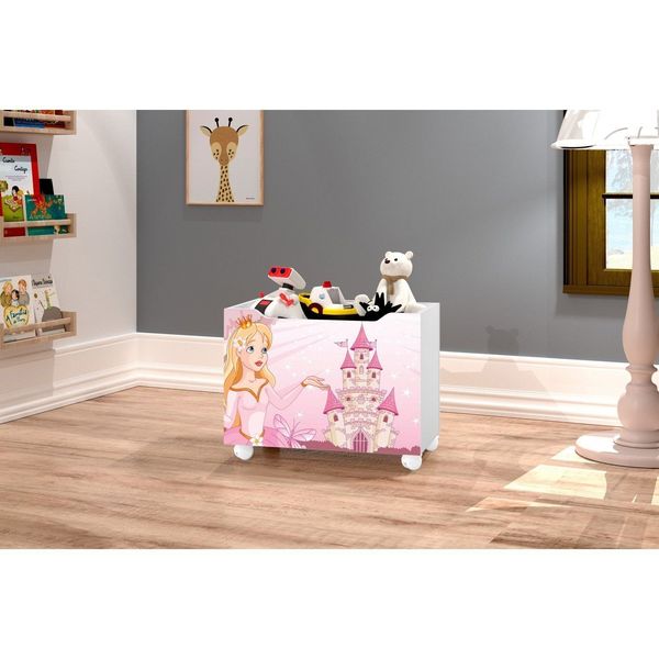 Caixa para Brinquedos Lara Princesa Branco/Rosa