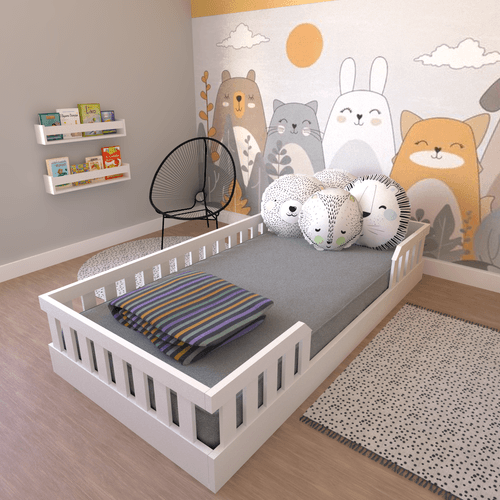 Cama Infantil Montessoriana Solteiro Cori Yescasa Branco Branco
