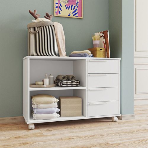 Cômoda Infantil 1 Prateleira 4 Gavetas Branco