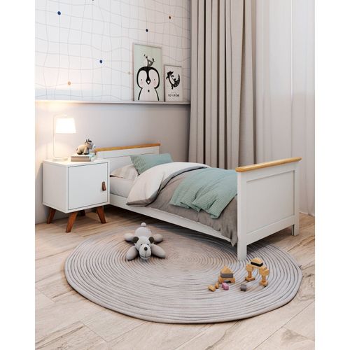 Cama Infantil de Madeira Maciça Nest Yescasa Branco/Carvalho Branco/Carvalho