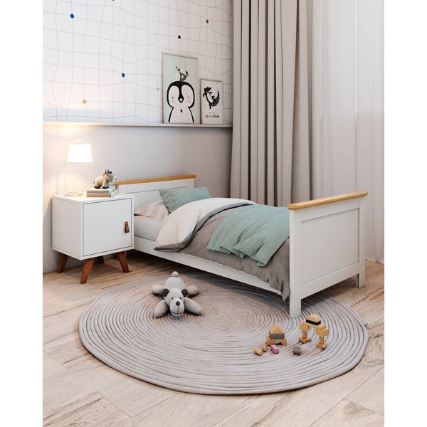 Cama Infantil de Madeira Maciça Nest Yescasa Branco/Carvalho
