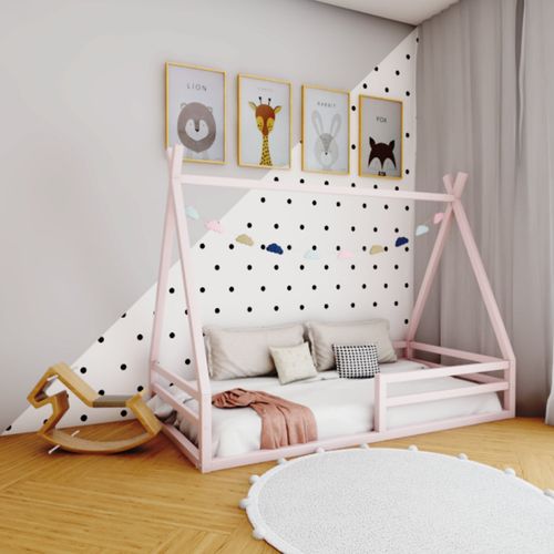 Cama Cabana Proteção Solteiro Ludika Mobilia limonada rosa