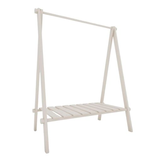 Cabideiro Arara de Roupas Infantil com Prateleira Branco Acetinado