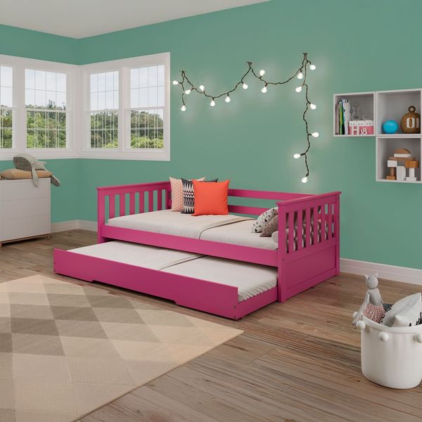 Bicama Infantil Mission em Madeira Maciça/MDF Rosa