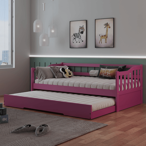 Bicama Infantil em Madeira Maciça/MDF American Rosa Rosa