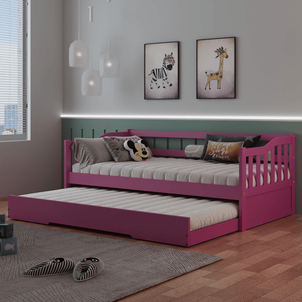 Bicama Infantil em Madeira Maciça/MDF American Rosa