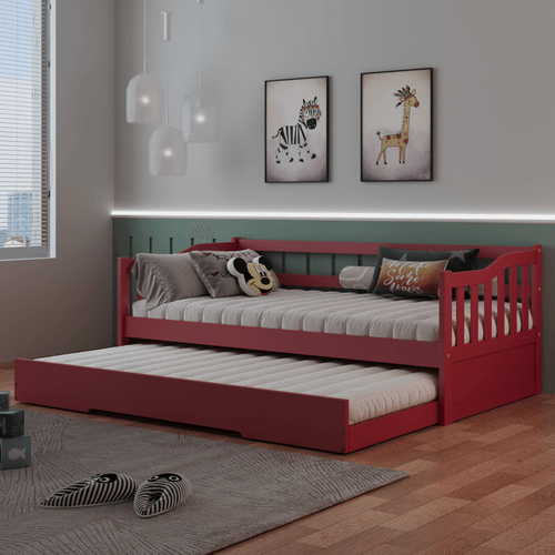 Bicama Infantil em Madeira Maciça/MDF American Vermelho Vermelho
