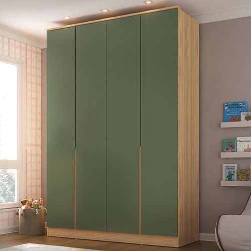 Guarda Roupa Infantil 4 Portas 2 Gavetas Sky Olmo Italiano/Verde