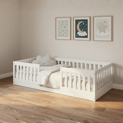 Cama Infantil Montessoriana Solteiro Naninha Espresso Móveis Branco
