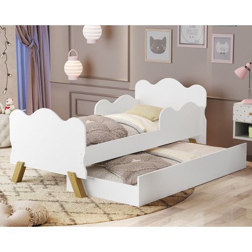 Mini Cama Angel com Auxiliar em MDF Branco Branco