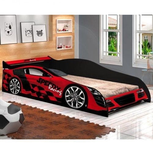 Cama Infantil com Proteção Lateral Carro Speed 200cm Vermelho
