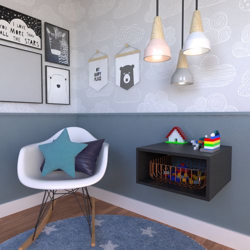 Nicho para Quarto Infantil 40cm MDP Preto
