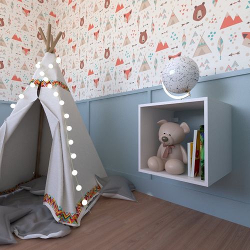 Nicho para Quarto Infantil Quadrado 40cm Branco