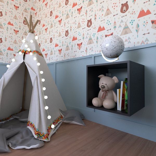 Nicho para Quarto Infantil Quadrado 40cm Preto
