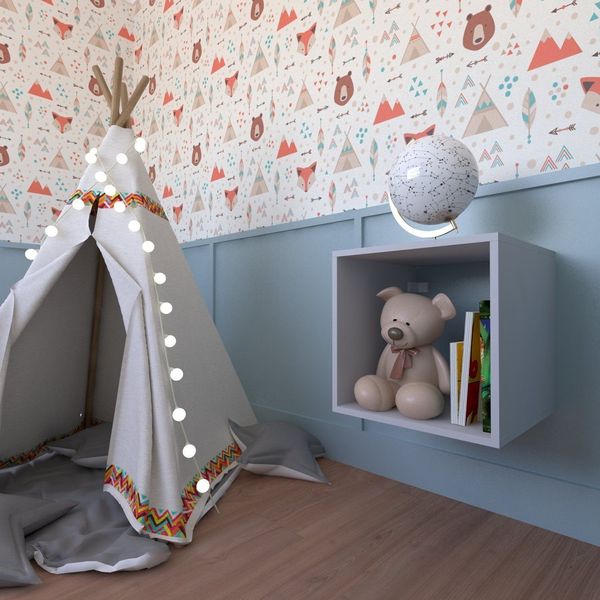Nicho para Quarto Infantil Quadrado 40cm Cinza Cristal