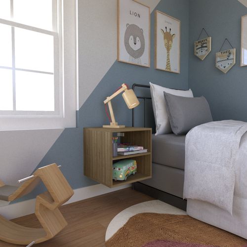 Nicho com Prateleira para Quarto Infantil 40cm Carvalho Mel