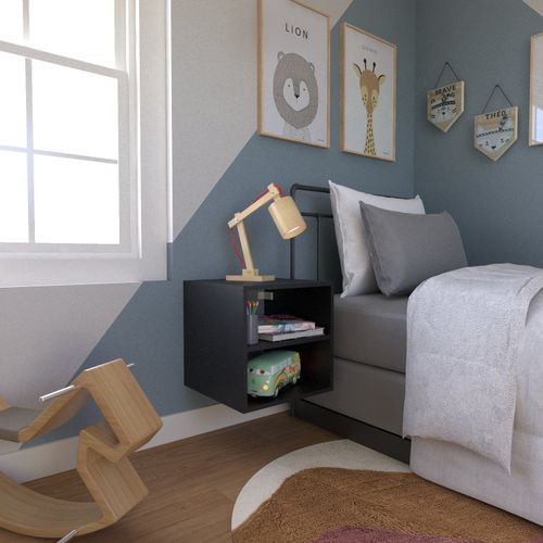 Nicho com Prateleira para Quarto Infantil 40cm Preto