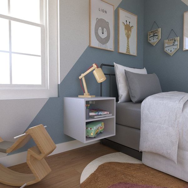 Nicho com Prateleira para Quarto Infantil 40cm Cinza Cristal
