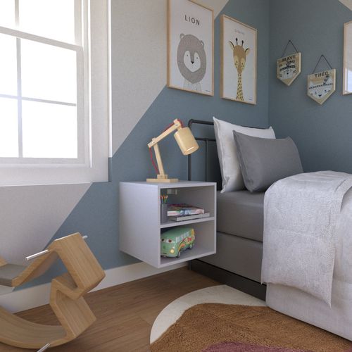 Nicho com Prateleira para Quarto Infantil 40cm Cinza Cristal