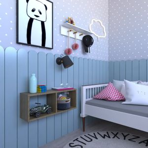 quarto de criança com pintura de urso panda na parede