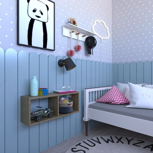 Nicho para Quarto Infantil Retangular 60x16cm Carvalho Mel