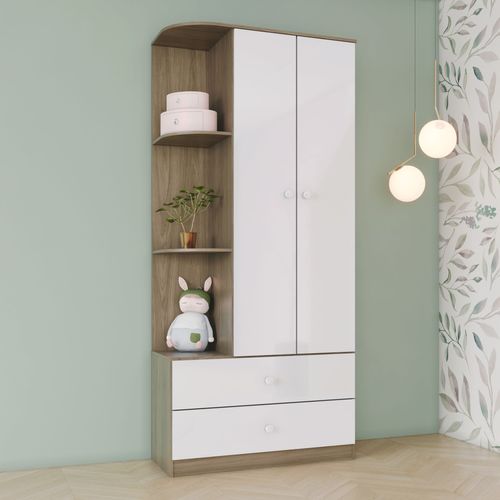 Guarda Roupa de Bebê 2 Portas Sonho Encantado Espresso Móveis Rústico/Branco