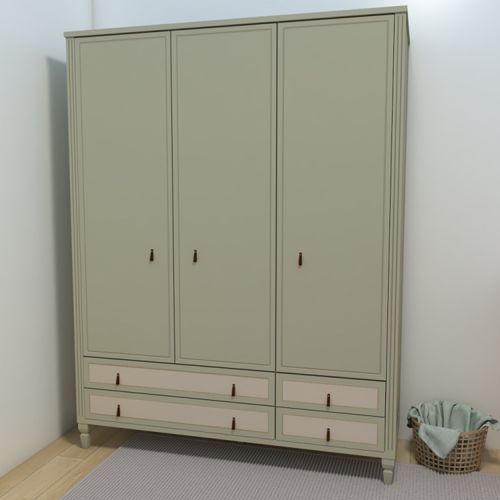 Guarda Roupa Infantil com 4 Gavetas e 3 Portas Tudor Plus Verde