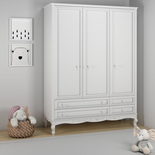Guarda Roupa Infantil 3 Portas Versailles Branco