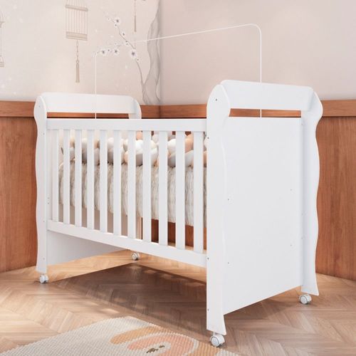 Berço Americano Marquesa Mini Cama Mirelle 100% MDF Branco Brilho